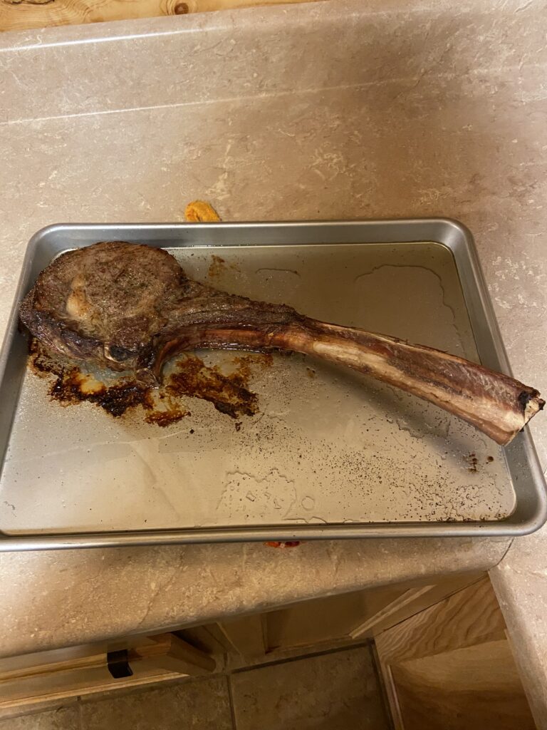 A nice tomahawk steak