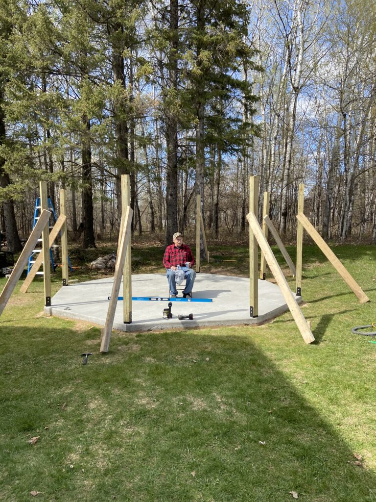 My Dad supervising the work on the octagon