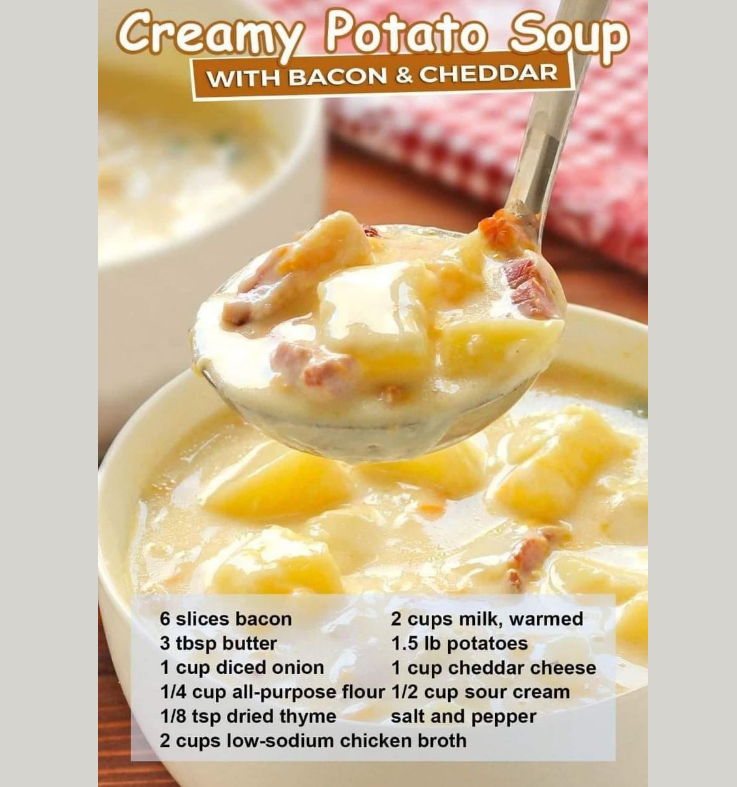 creamy potato soup with bacon & cheddar recipe